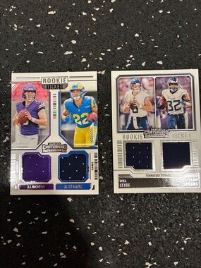 Panini Rookie Ticket Football Cards with Purple, Blue, Yellow Accents